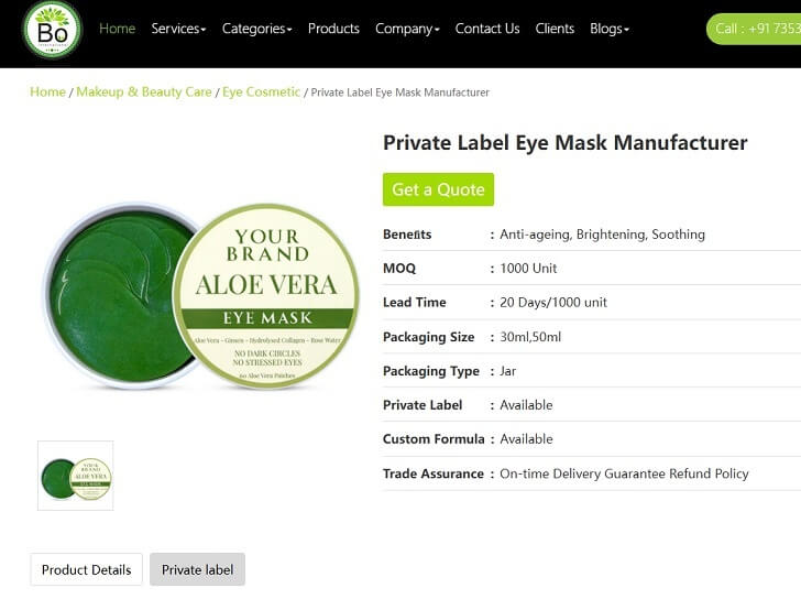 bointernational private label eye mask manufacturer